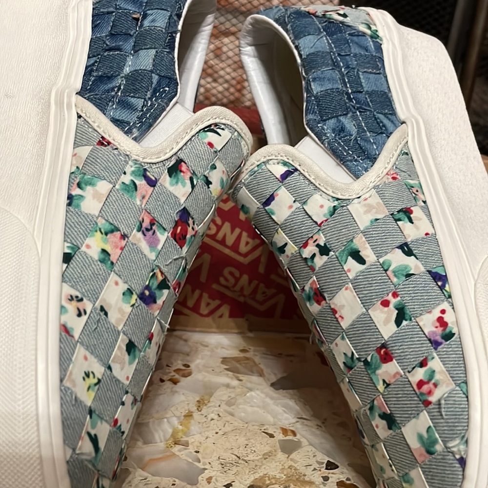 Vans Classic slip on stacked platform Woven Denim Floral - Picture 9 of 10